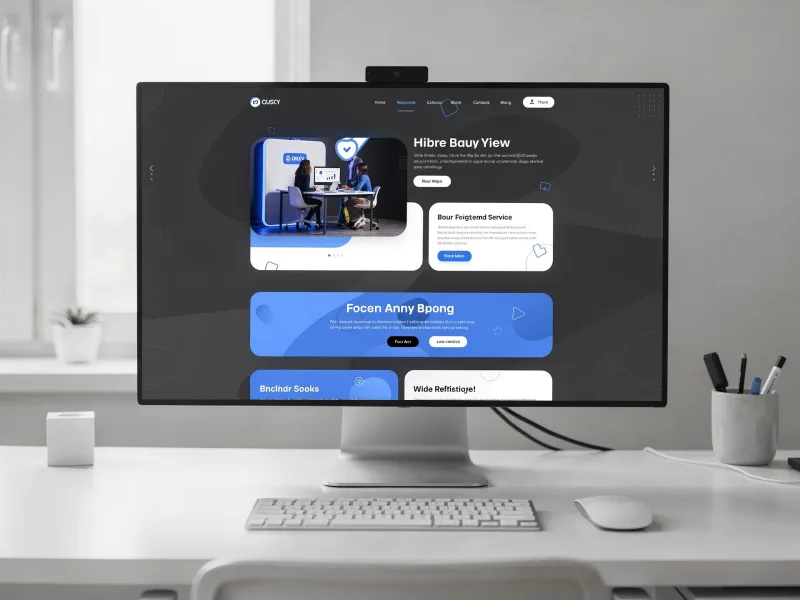 Tela de computador mostrando um site moderno e responsivo